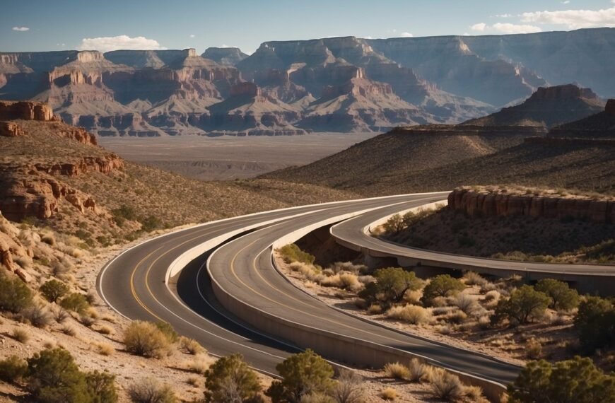 USA Road Trip Routes with an dune and a long street