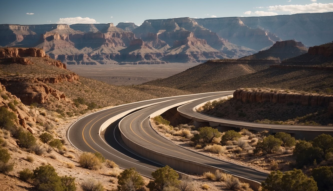 USA Road Trip Routes with an dune and a long street