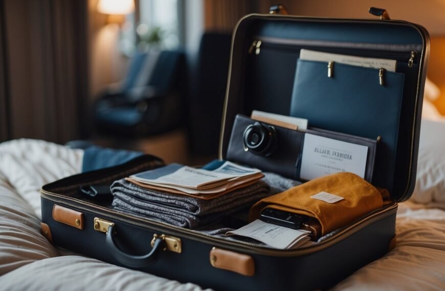 USA Travel Tips with a suitcase full of travel stuff